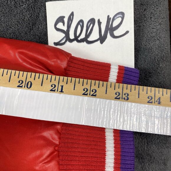 VTG Converse Luxury Puffer Jacket Hoodie Red Purple Unisex M Bomber Removable - Picture 6 of 15